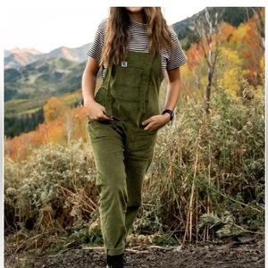 Lucy & Yak Original Dungarees Dark Olive Organic Cotton Overalls Womens US 14R